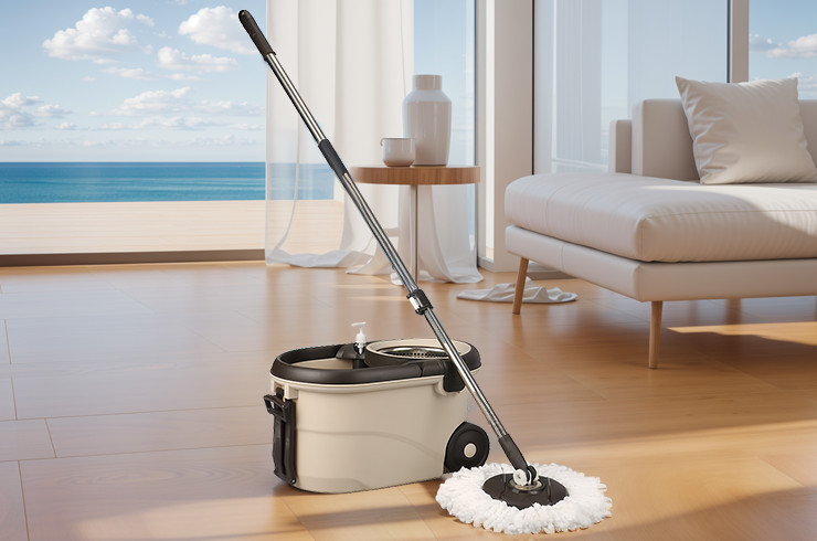 Spin mop with bucket